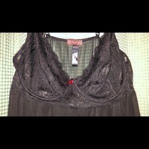 Sexy Black Lingerie with Red Gem Details